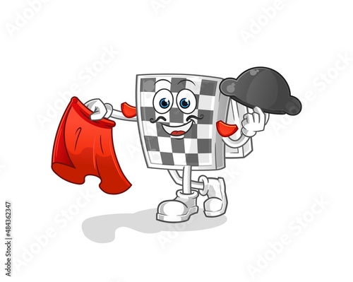 chessboard matador with red cloth illustration. character vector