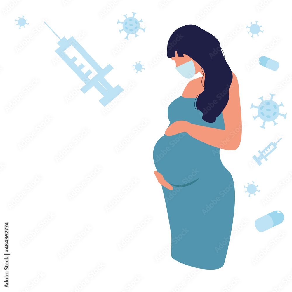 Pregnant woman at the doctor, an injection Covid19 vaccine to