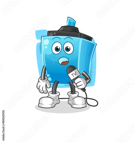 marker pen tv reporter cartoon. cartoon mascot vector