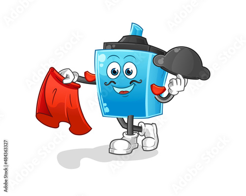 marker pen matador with red cloth illustration. character vector