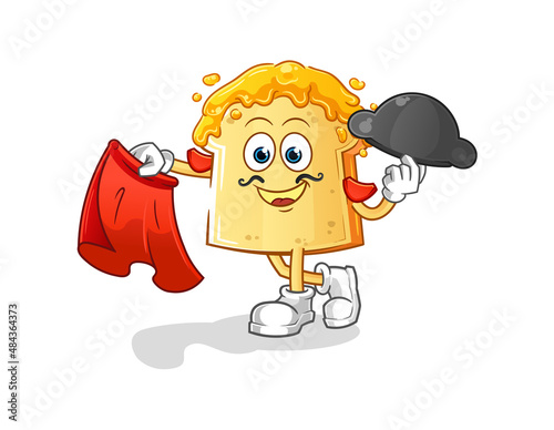 bread with honey matador with red cloth illustration. character vector