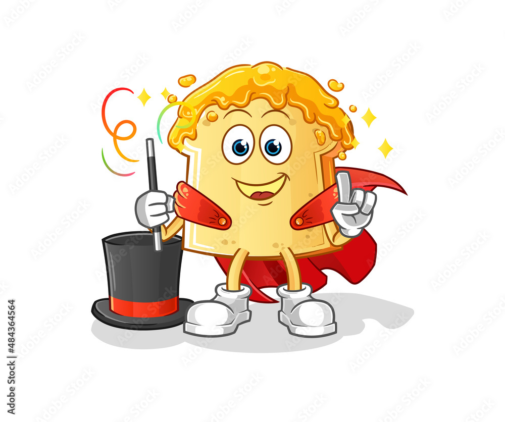 Obraz premium bread with honey magician illustration. character vector