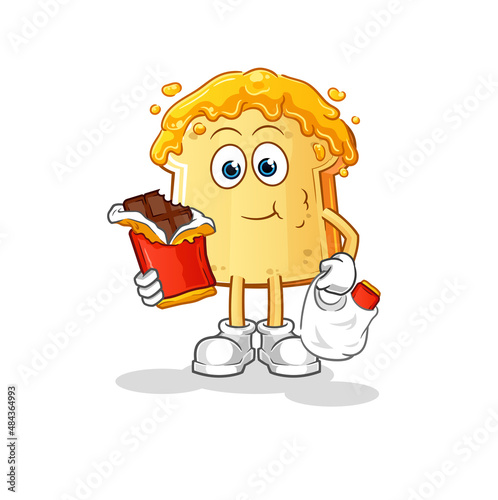 bread with honey eat chocolate mascot. cartoon vector