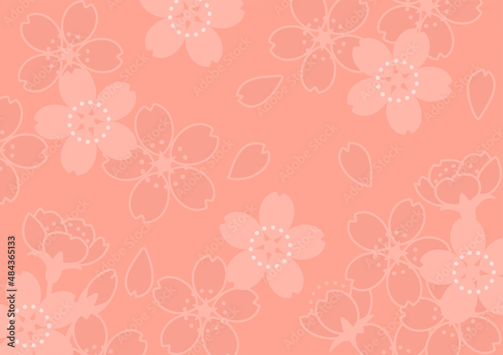 シンプルな桜模様の背景素材（春のイメージのバナー素材）
