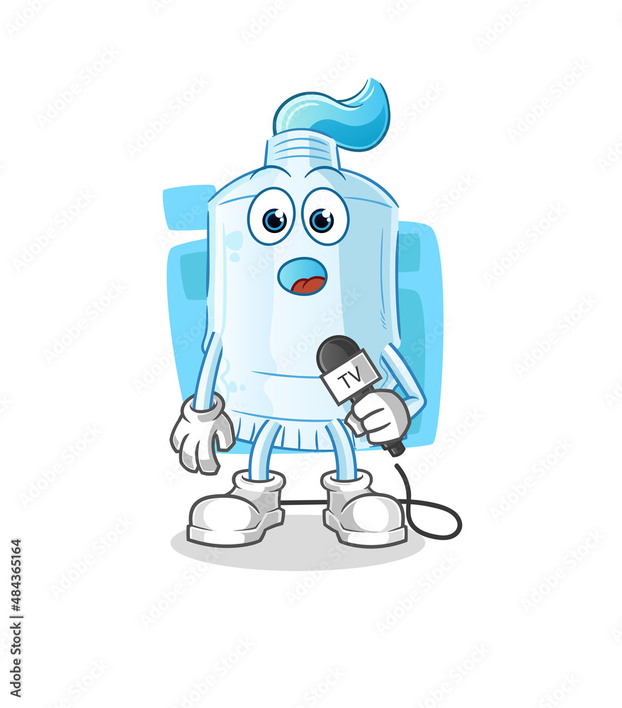 toothpaste tv reporter cartoon. cartoon mascot vector toothpaste tv reporter cartoon. cartoon mascot vector