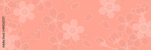 シンプルな桜模様の背景素材（春のイメージのバナー素材）