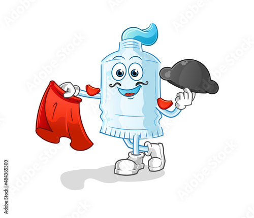 toothpaste matador with red cloth illustration. character vector