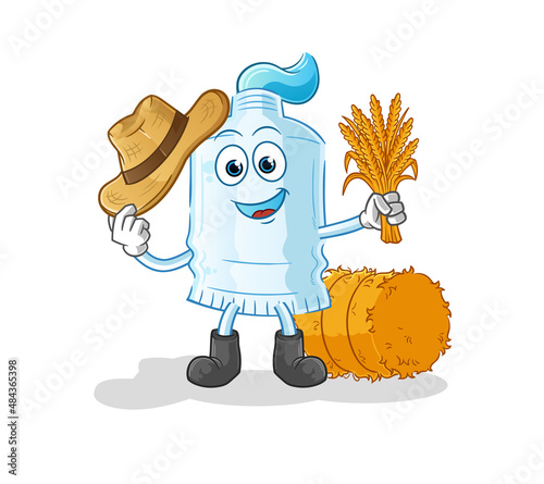 toothpaste farmer mascot. cartoon vector