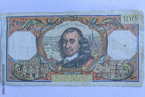 Money Inflation Banquet de France One Hundred Franc Paper Note 1968 Front and back of legal tender.