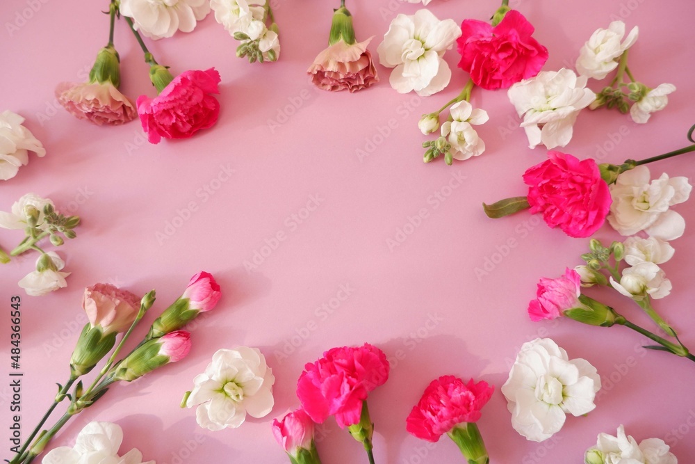 Beautiful flowers composition on pink background. flower background for Mother's day, spring event, wedding, birthday and women's day. 