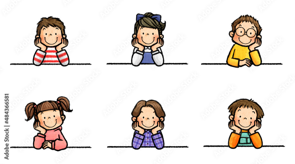 頬杖をつく子供