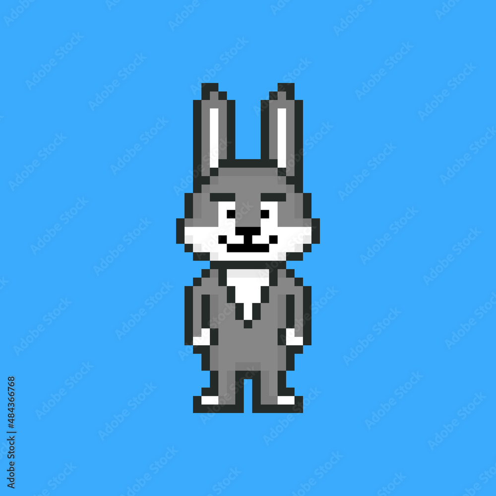 Fototapeta premium Rabbit character in pixel art style