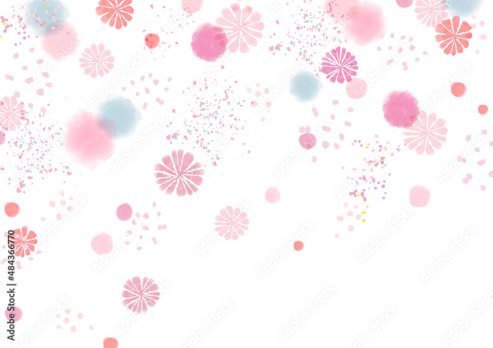春の雪 手書き ピンクの花の背景