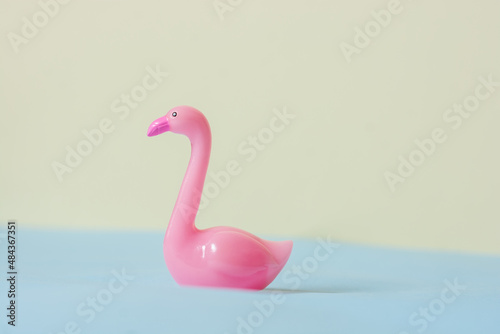 Fototapeta Naklejka Na Ścianę i Meble -  Pink swan on colored background