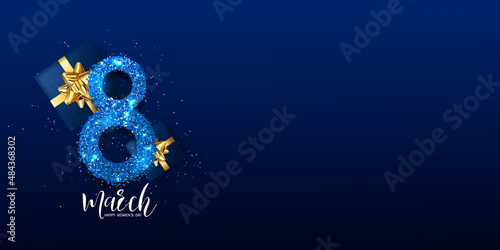 number 8 greeting card for march 8 banner for international women's day