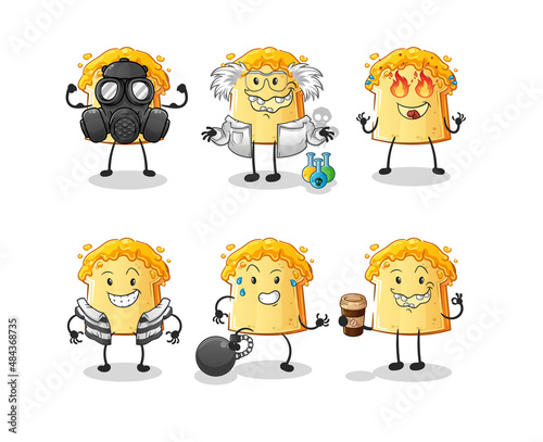 bread with honey villain group character. cartoon mascot vector