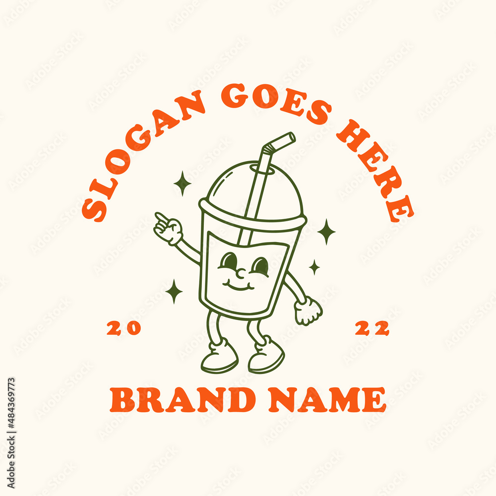 boba logo mascot character retro style Stock Vector | Adobe Stock