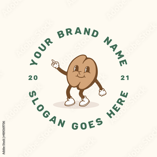 coffee bean logo mascot character retro style