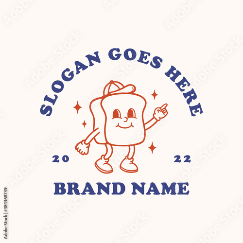 bread logo mascot character retro style