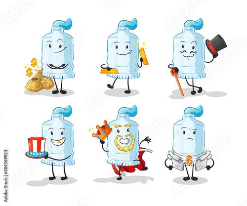 toothpaste rich character. cartoon mascot vector