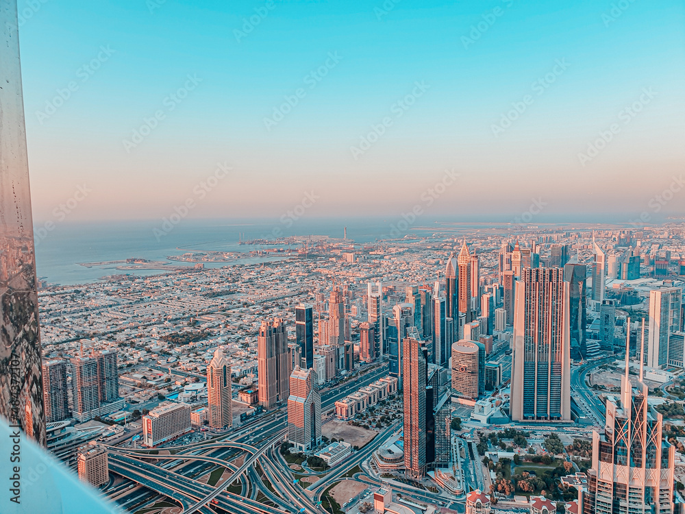 vista dal Burj Khalifa Dubai, At the top,  il grattacielo più alto del mondo, emirati arabi 