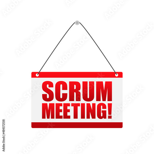 Flat icon with scrum meeting. Project development illustration. Vector icon