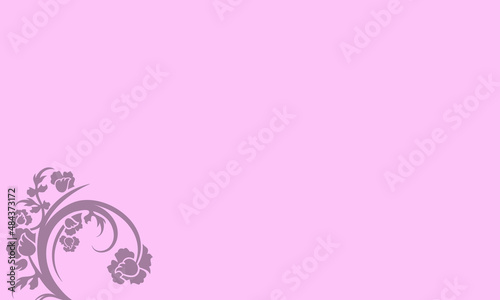 peach background with floral motif in the bottom corner