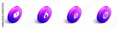 Set Isometric Vegan food diet, Garlic, Organic cosmetic and Gluten free grain icon. Vector
