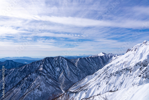 谷川岳からの眺望 冬の山並み