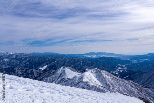 谷川岳山頂からの眺望 冬の山並み