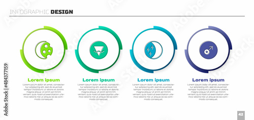 Set Eclipse of the sun, Earth element, and Mars symbol. Business infographic template. Vector