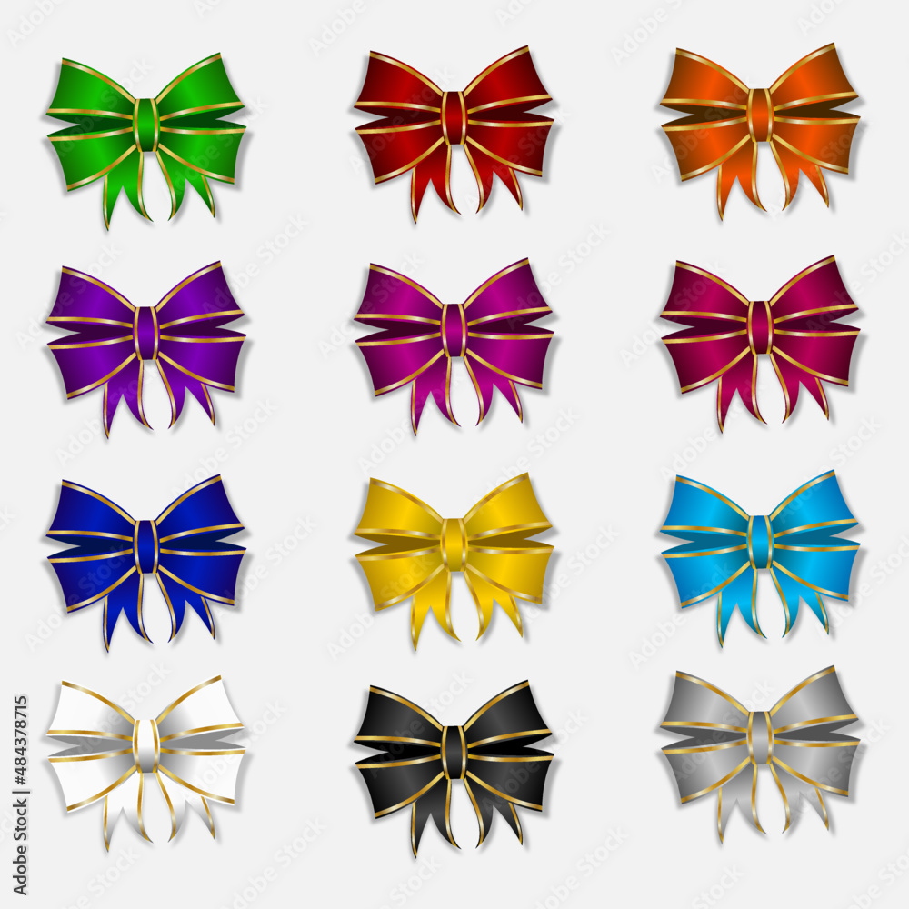 Vector set of colorful holiday bows