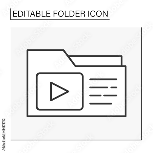  Document case line icon. Folder with media content. Video, images and music. Folder concept. Isolated vector illustration. Editable stroke