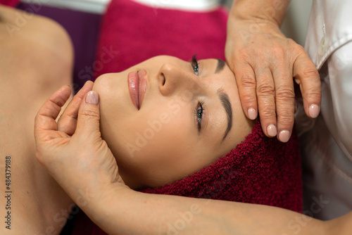 Portrait of an attractive young woman at massage reception 