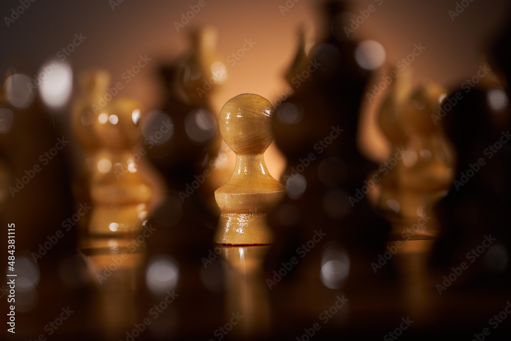 Chess game with selective focus on the White