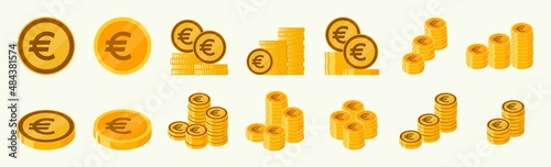 Euro Currency Coin Icon Set photo