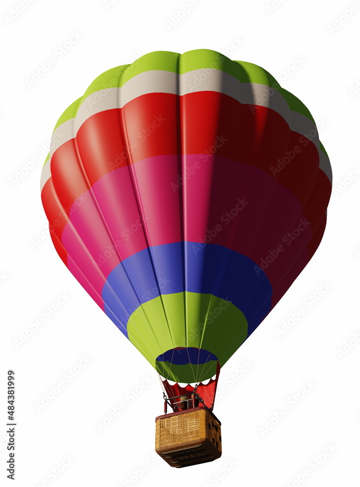 Fototapeta premium 3d render, color hot air balloon, isolated white