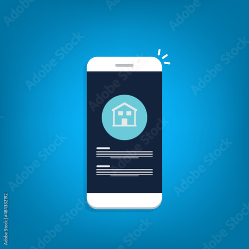 Free Download Home, house info notification on mobile phone. Digital app on smartphone device, rent or sell application or smart house notice. - GFXLoad