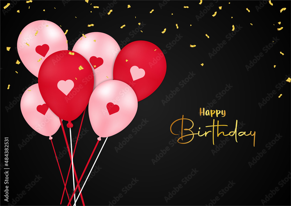 Realistic birthday background with black background Free Illustration