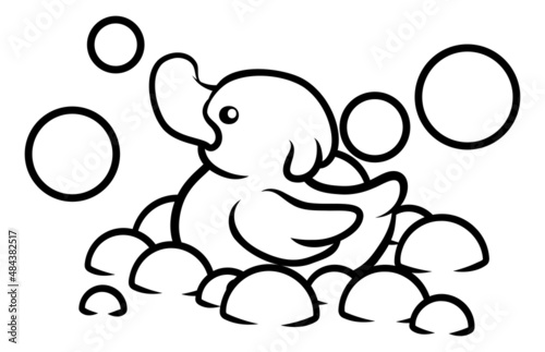 Cute Cartoon Baby Eating Food With Spoon and Bowl