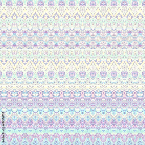 Abstract digital fractal pattern. Abstract vintage ornamental texture. Gamma of pastel colors. Symmetric decorative ornament pattern in Art Nouveau style.