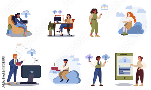 Office people and the cloud technology. Data information exchange, © inspiring.team