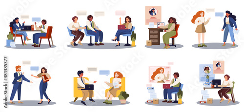 People on a job interview set. Idea of business company and conversation