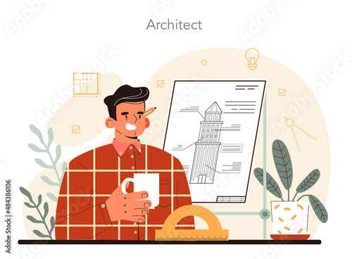 Architect concept. Idea of architectural project and construction