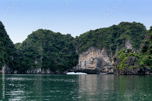 Arch in a rock formation in Ha Long Bay