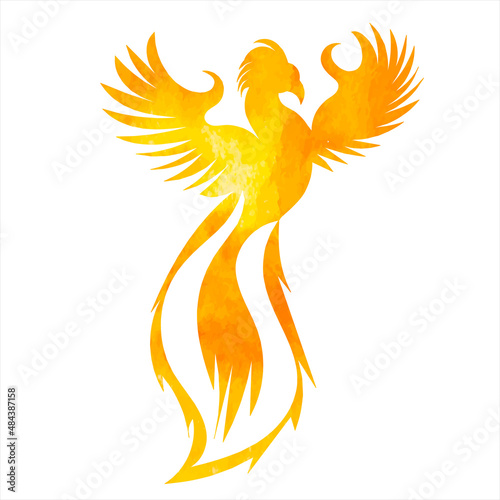 phoenix bird watercolor silhouette ,on white background, vector