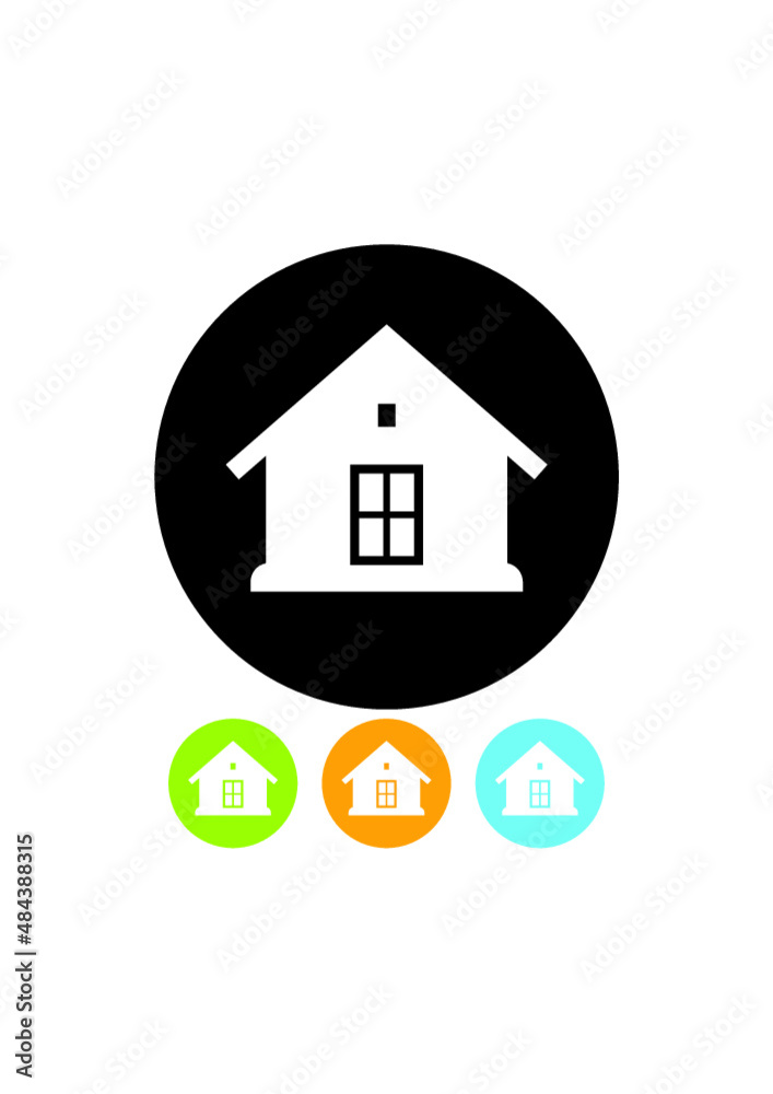 Vector house icon. Wood cabin round logo isolated Vector house icon. Wood cabin round logo isolated