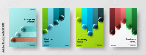 Original 3D spheres brochure template set. Multicolored cover A4 design vector concept collection. © kitka