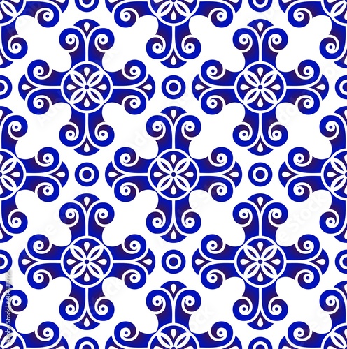 Blue and white seamless pattern