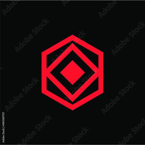 Hexagon box logo, abstract geometric shape design